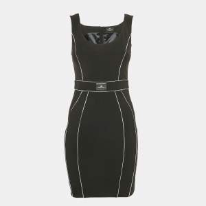 Elisabetta Franchi Black Nylon Contrast Trimmed Sleeveless Mini Dress S