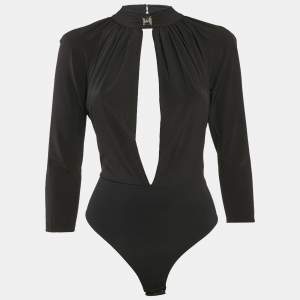 Elisabetta Franchi Black Jersey Cut-Out Bodysuit S