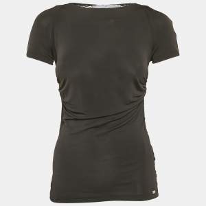 Elisabetta Franchi Black Jersey Ruched Top S
