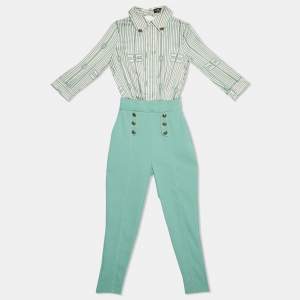 Elisabetta Franchi Blue/White Striped Crepe Detachable Jumpsuit S