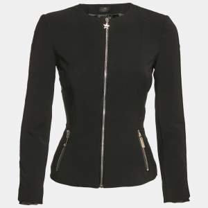 Elisabetta Franchi Black Crepe Zip-Up Jacket S