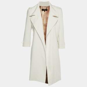 Elisabetta Franchi White Crepe Overcoat L