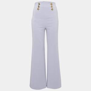 Pre Owned Elisabetta Franchi Lavender Crepe Button Detail Flared Trousers S