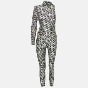 Elisabetta Franchi Monogram Print Jersey Bodysuit and Leggings Set M/L