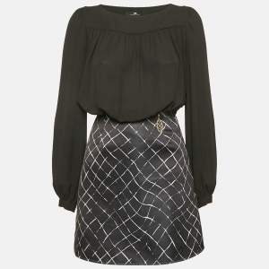Elisabetta Franchi Black Silk and Satin Detachable Dress S