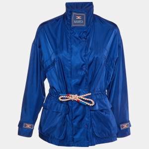 Elisabetta Franchi Blue Zip Up Turtle Neck Jacket S