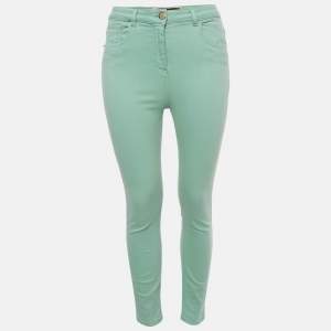 Elisabetta Franchi Green Cotton High Rise Skinny Jeans M Waist 26"