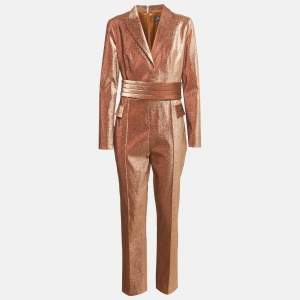 Pre Owned Elisabetta Franchi Metallic Lurex Jumpsuit L