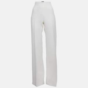 Elisabetta Franchi Off-White Crepe Flared Formal Trouser M