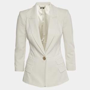 Elisabetta Franchi White Crepe Tailored Blazer S