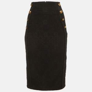 Pre Owned Elisabetta Franchi Black Lace Pencil Skirt S 