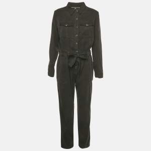 Pre Owned Elisabetta Franchi Black Denim Belted Jumpsuit M