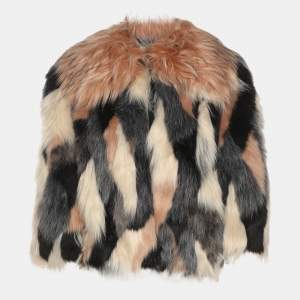 Pre Owned Elisabetta Franchi Multicolor Faux Fur Jacket S