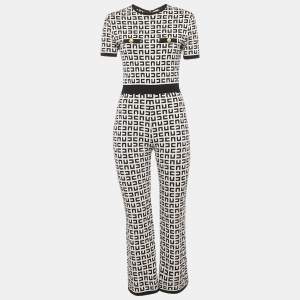 Pre Owned جمبسوت إليزابيتا فرانشي مونوغرام مطاطي محبوك مقاس متوسط - ميديم