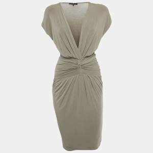 Pre Owned فستان إليزابيتا فرانشي رمادي جيرسي متدرج قصير مقاس وسط