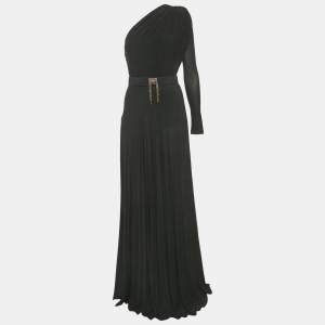 مملوكة مسبقًا Elisabetta Franchi Black Jersey One Shoulder Maxi Dress S