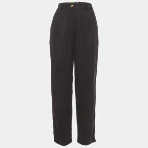 مملوكة مسبقًا Elisabetta Franchi Black Gabardine Pleated Trousers M