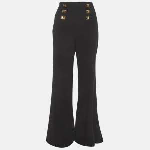 مملوكة مسبقًا Elisabetta Franchi Black Crepe Wide-Leg Trousers M