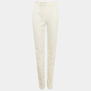 مملوكة مسبقًا Elisabetta Franchi Off-White Twill Straight Fit Trousers M