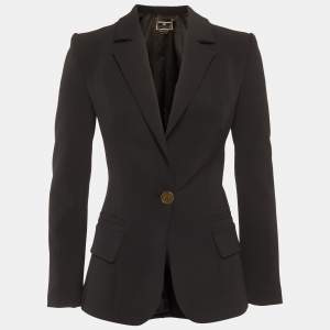 Pre Owned Elisabetta Franchi Black Crepe Blazer S