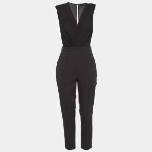 Pre Owned Elisabetta Franchi Black Crepe & Twill Jumpsuit S