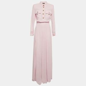 مملوكة مسبقًا فستان إليزابيتا فرانشي ماكسي شيفون بأزرار بنفسجي مقاس وسط