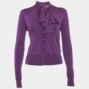 Pre Owned Elisabetta Franchi Purple Knit Maglia Tricot Sweater S