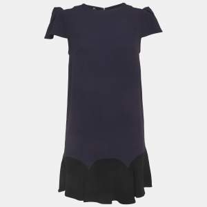 مملوكة مسبقًا فستان قصير إليزابيتا فرانشي أزرق من الكريب مع زخرفة صغيرة مقاس متوسط