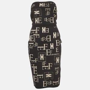 Pre Owned Elisabetta Franchi Black Jacquard Knit Set M