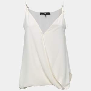 Elisabetta Franchi White Crepe Sleeveless Top M