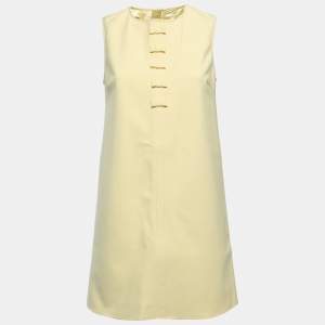 Elisabetta Franchi Yellow Crepe Bow Detail Sleeveless Mini Dress S