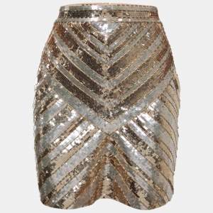 Elisabetta Franchi Pink Sequined Mini Skirt L