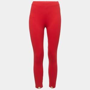 Elisabetta Franchi Red Nylon Knit Leggings S