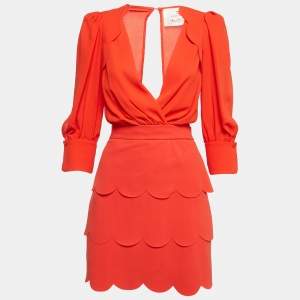 Elisabetta Franchi Orange Crepe Cutout Mini Dress S