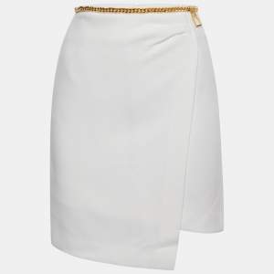 Elisabetta Franchi Off-White Crepe Chain Detailed Waist Mini Skirt S