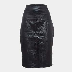 Elisabetta Franchi Black Snake Textured Jacquard Pencil Skirt M