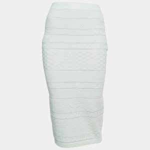 Elisabetta Franchi White Jacquard Knit Pencil Skirt M
