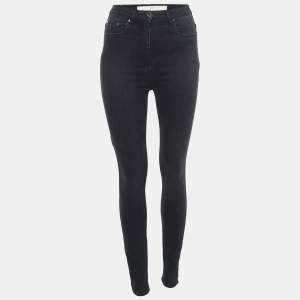  Elisabetta Franchi Charcoal Black Skinny Denim Jeans S Waist 26
