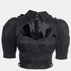 Elisabetta Franchi Black Cut out Detail Camicia Blouse M