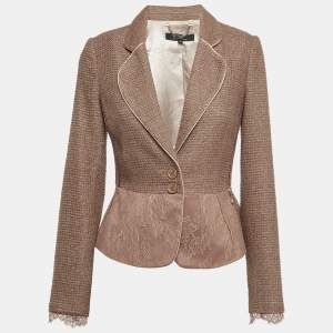 Elisabetta Franchi Dusty Pink Tweed and Lace Blazer S