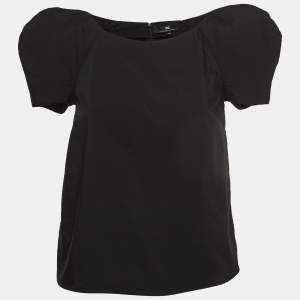Elisabetta Franchi Black Stretch Nylon Short Sleeve Relaxed Blouse S