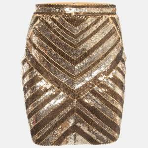 Elisabetta Franchi Gold Sequined Mini Skirt S