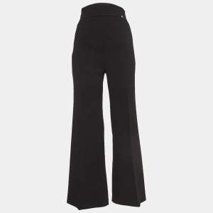 Elisabetta Franchi Black Crepe Flared Trousers S