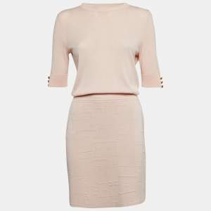 Elisabetta Franchi Pink Knit Short Dress M