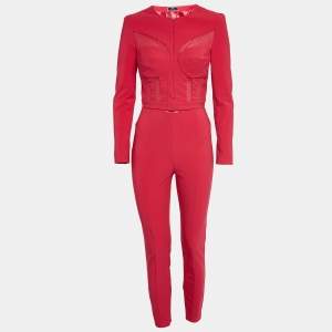 Elisabetta Franchi Pink Polyamide Jumpsuit & Jacket Set M