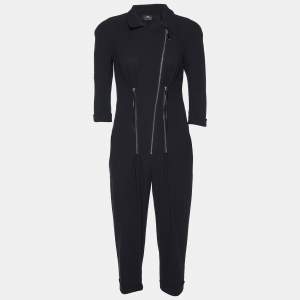 Elisabetta Franchi Black Crepe Zip Detail Jumpsuit S