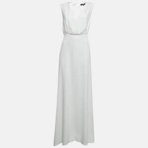 Elisabetta Franchi White Crepe Back Open Maxi Dress M