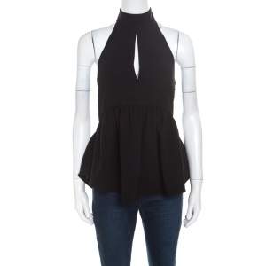 Elizabeth & James Black Crepe Knit Perth Halter Top XS