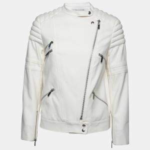 Elizabeth and James White Quilted Shoulder Detail Culkin Biker Jacket S