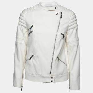 Elizabeth and James White Quilted Shoulder Detail Culkin Biker Jacket S